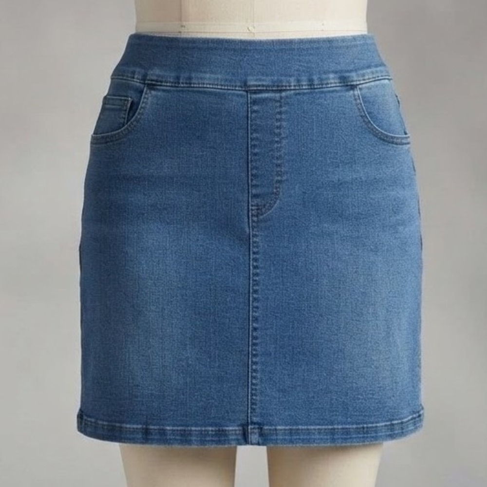 Lee Womens Pull On Denim Skort Mid Rise Tailspin Blue 4.5" inseam 4XL NWT